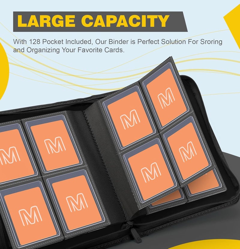 MOSLA Toploader Binder,4-Pocket Side Load Trading Card Album, Holds 128 Cards with Double-Sided Pockets for MTG, Sports Cards, Top Loader Storage - Image 2